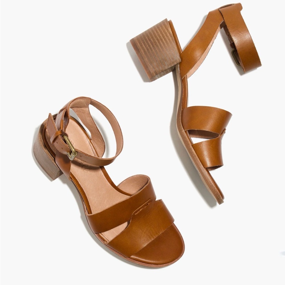 Madewell Tan Leather Block Heel Sandals